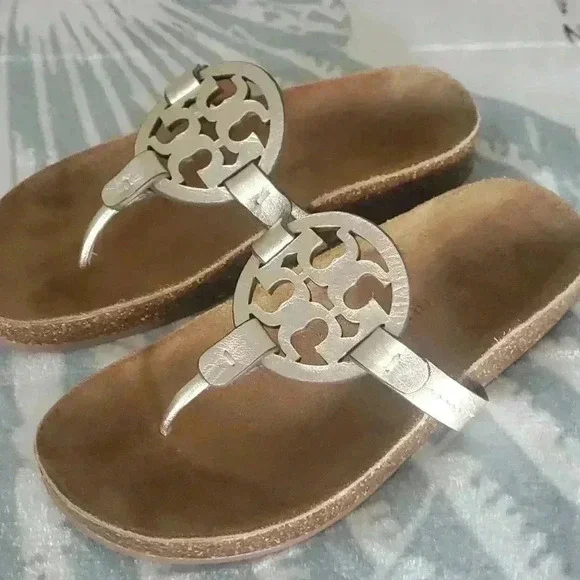 Tory Burch Metallic Gold Miller Cloud Sandal SZ 6 - Picture 2 of 4